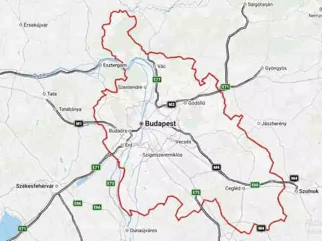 Mobil gumiszerviz szolgáltatási területe Budapest és Pest megye térképen
