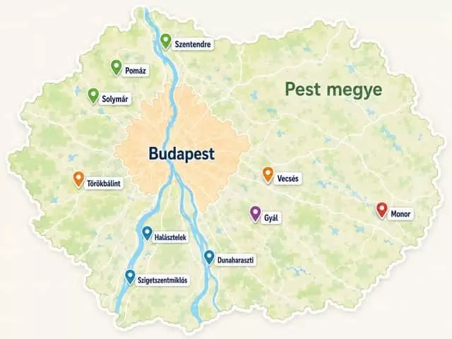Működési körzet Budapest és Pest megye területén Működési körzet Budapest és Pest megye kiemelt településeivel